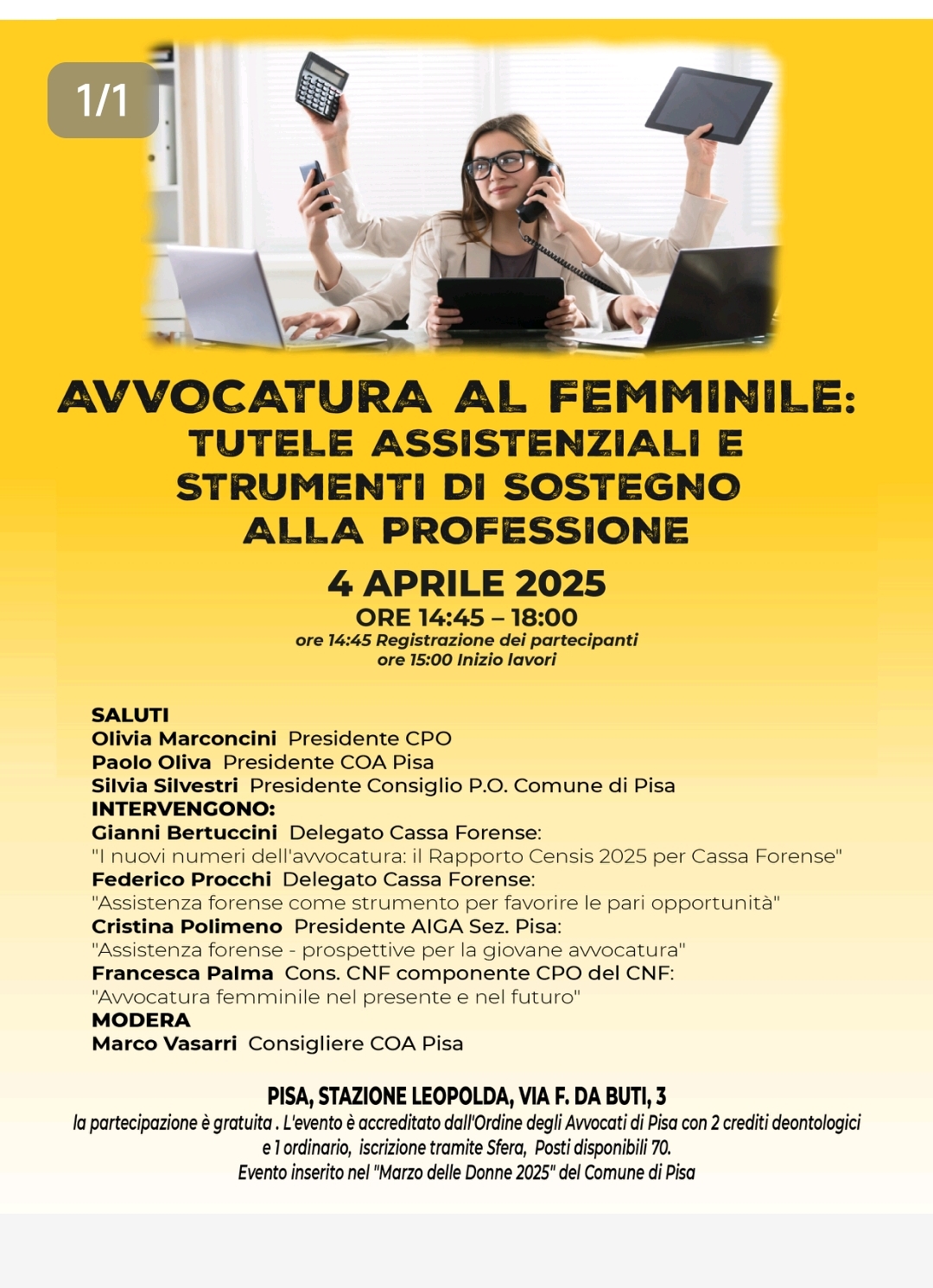 AVVOCATURA AL FEMMINILE: tutele assistenziali e strumenti di sostegno alla professione;
